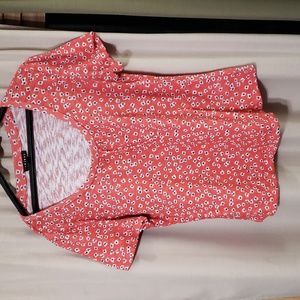 Tribal Short Sleeve Round Neck Floral Shirt Size Large